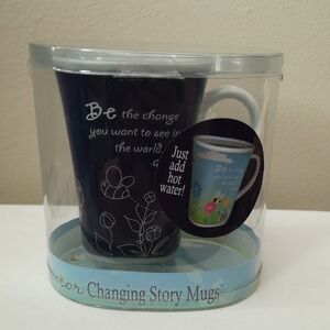 Color Changing Bees Story Mug Navy Blue & White, Changes Full Colour w Hot Water